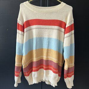 Light weight Fall Woman's Knit stripped sweater Size 2XL